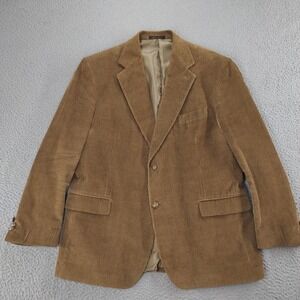 Hunt Valley Blazer Mens 46L Brown Corduroy Elbow Patch Sport Coat Jacket Casual